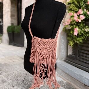 NEW Crochet Tassle Hipster Crossbody Bag Handwoven Straw Braided Bohemian Zipper